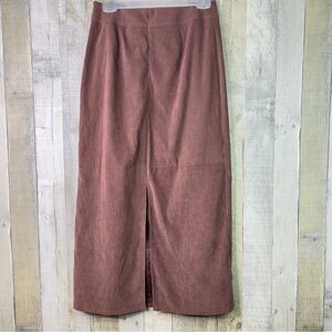 Cato Size 8 Moleskin Brown Maxi Shift Skirt With 16” Back Slit